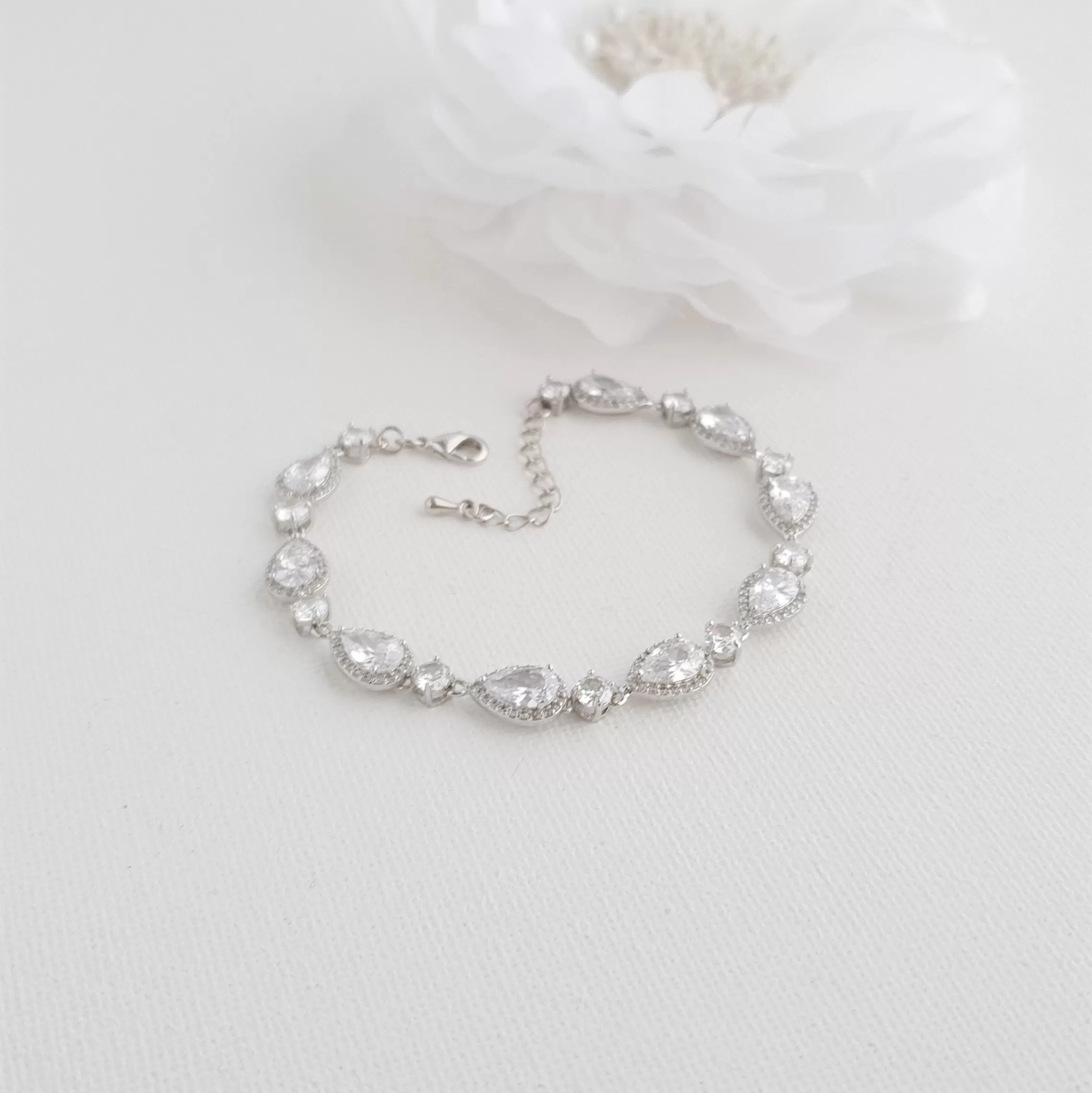 Pear Shaped Rose Gold Bridal Bracelet-Emma