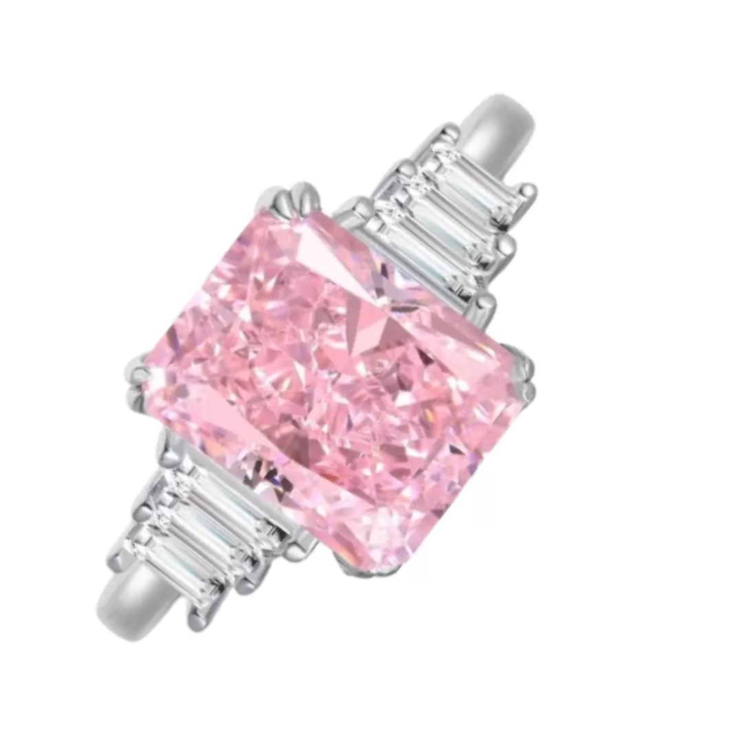 Pink CZ Cushion Fashion Ring