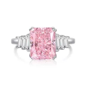 Pink CZ Cushion Fashion Ring