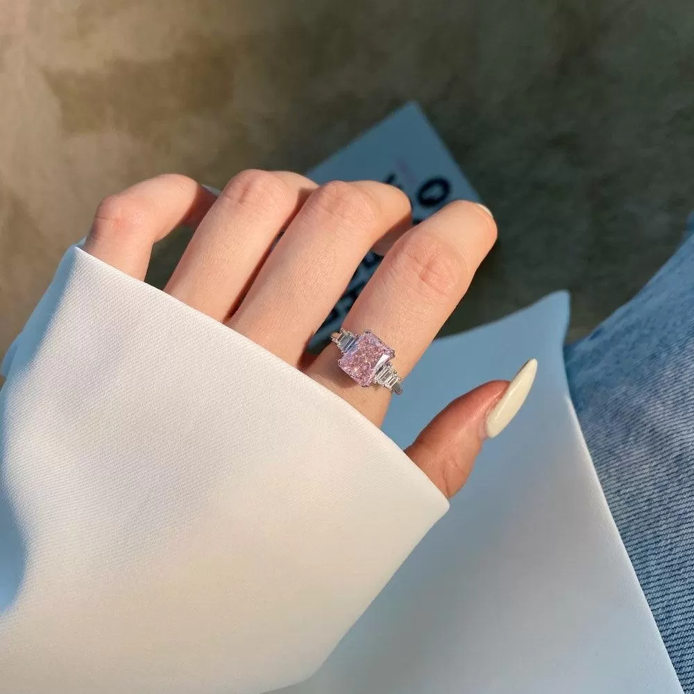 Pink CZ Cushion Fashion Ring