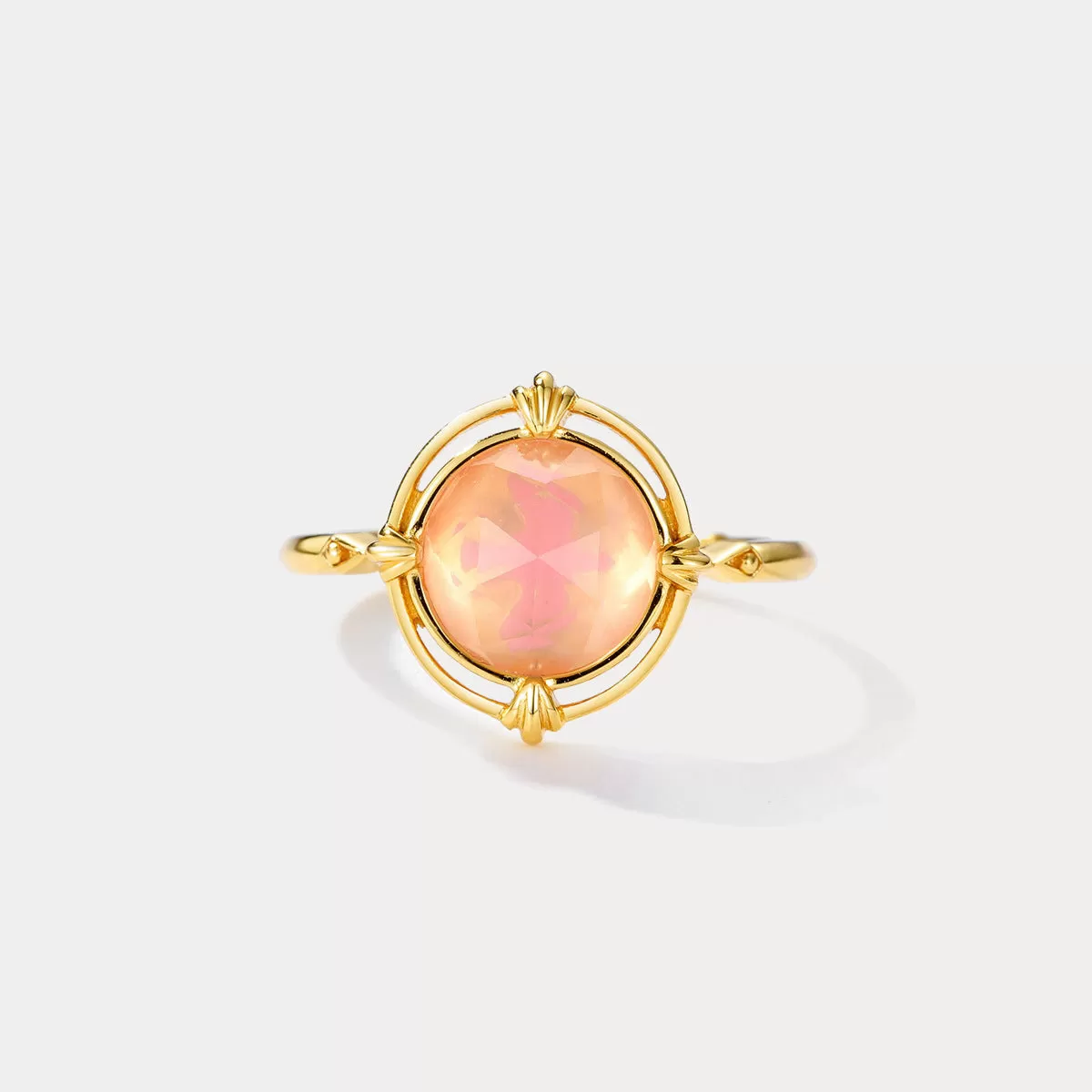 Pink Round Crystal Ring