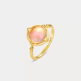 Pink Round Crystal Ring