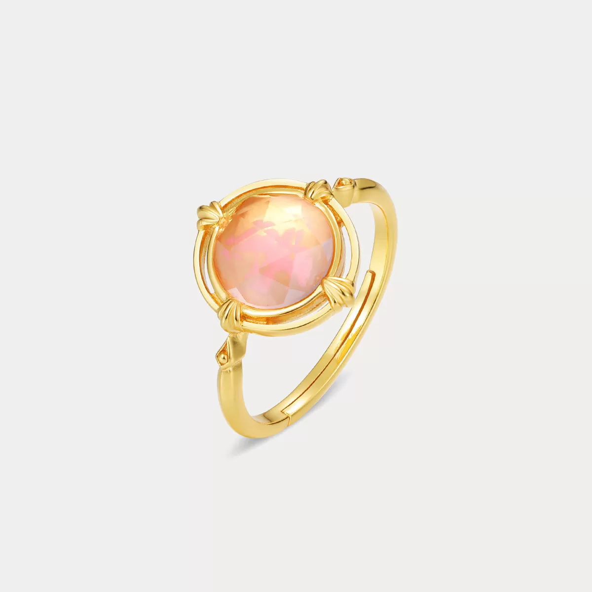 Pink Round Crystal Ring