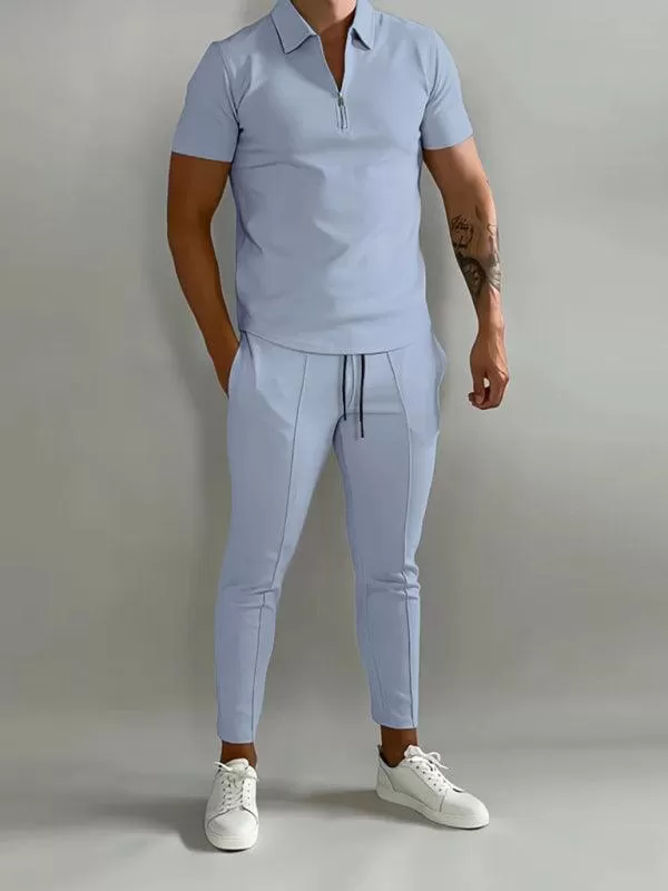 Polo Shirt Men Casual Outfit Set