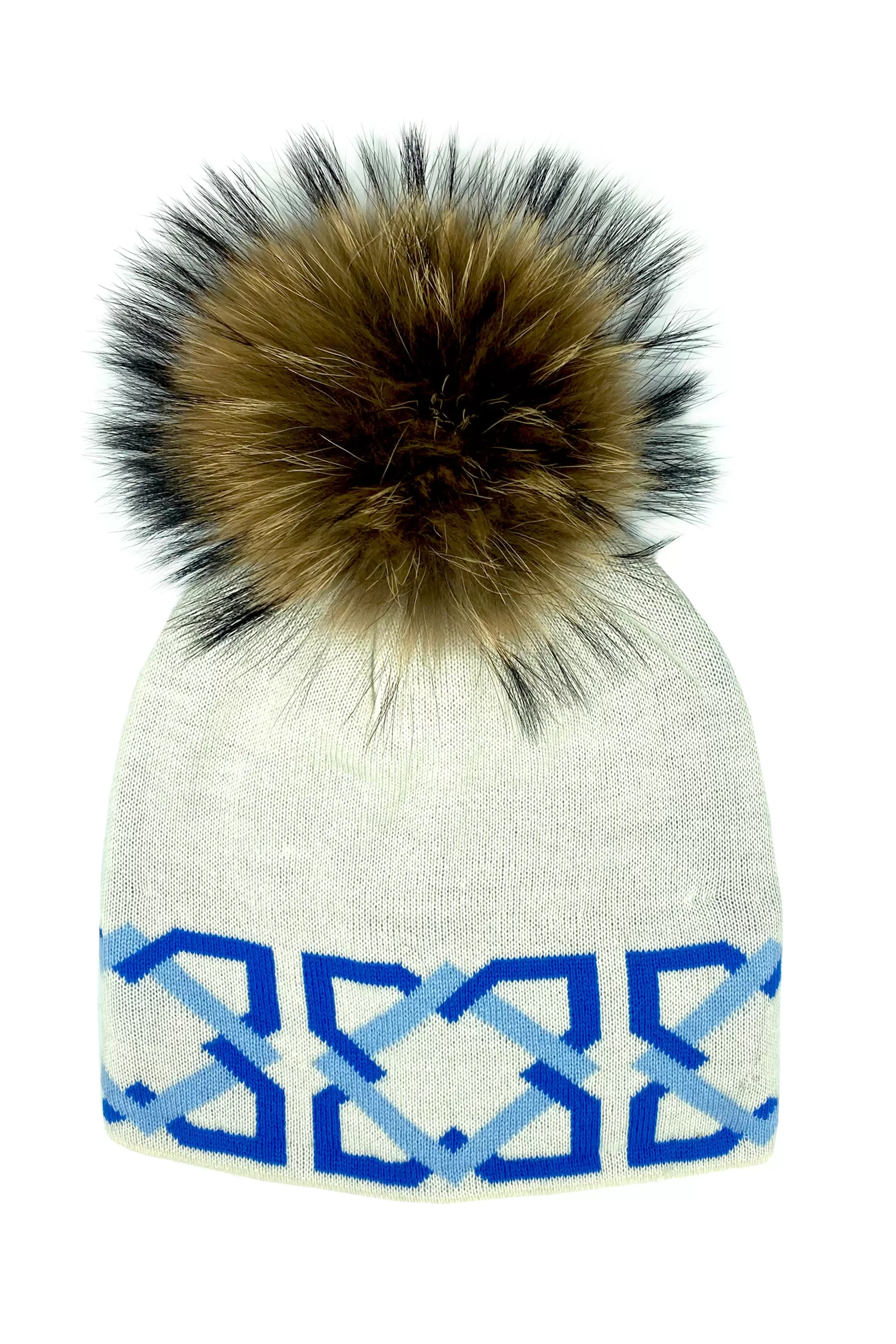 Pom Pom Hat - Blue Trellis