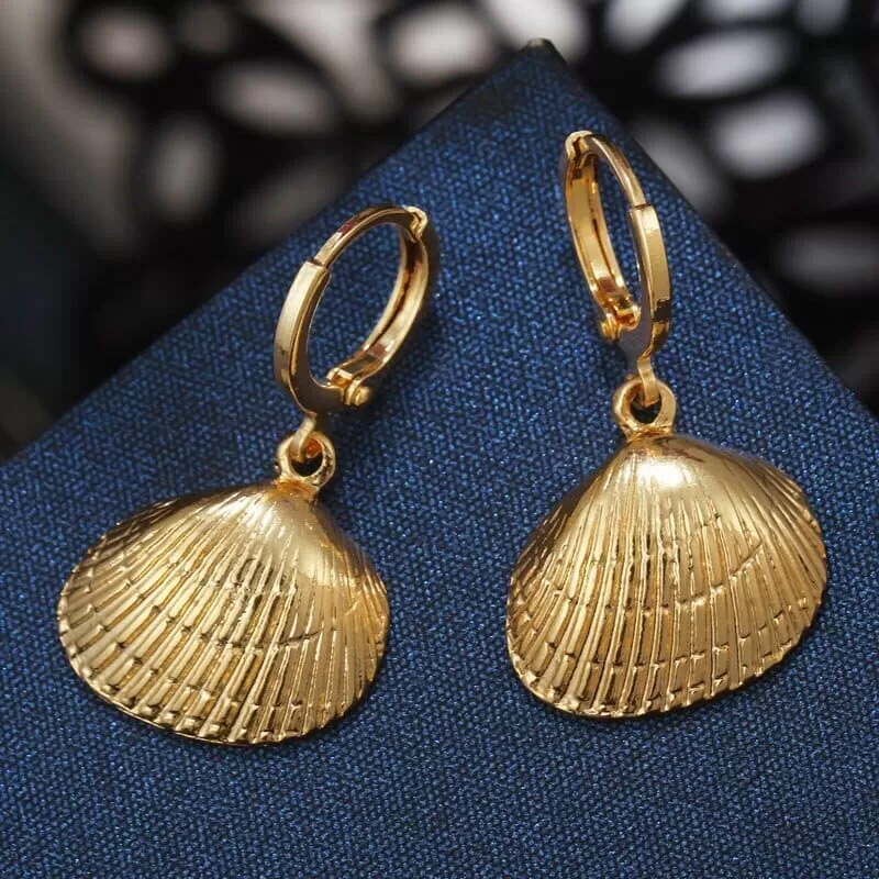 Puka Shell Cowrie Statement Dangle Earrings