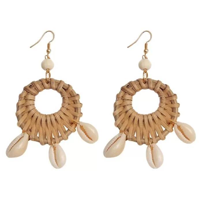 Puka Shell Cowrie Statement Dangle Earrings