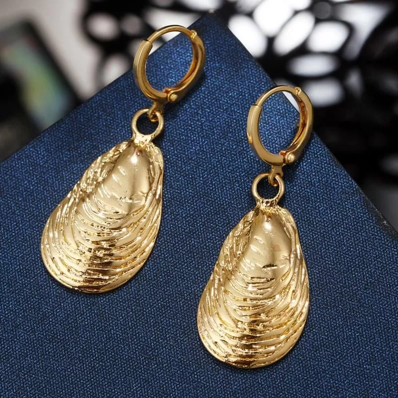 Puka Shell Cowrie Statement Dangle Earrings