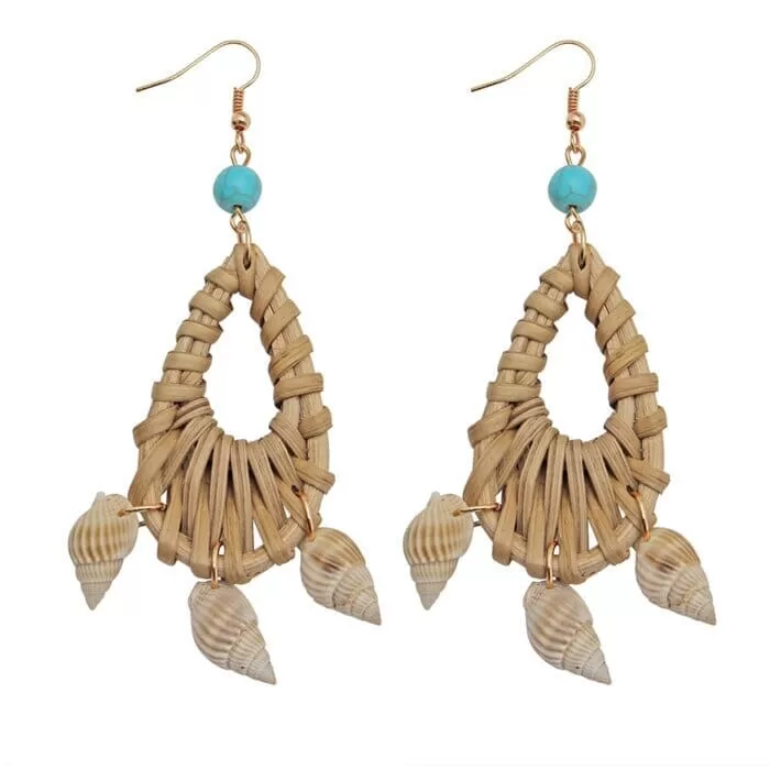 Puka Shell Cowrie Statement Dangle Earrings