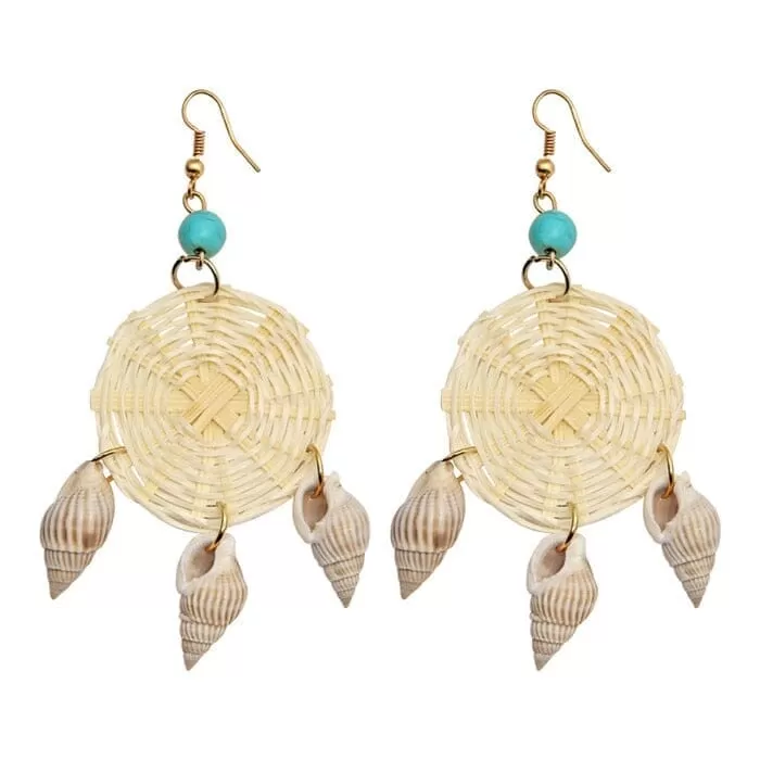 Puka Shell Cowrie Statement Dangle Earrings