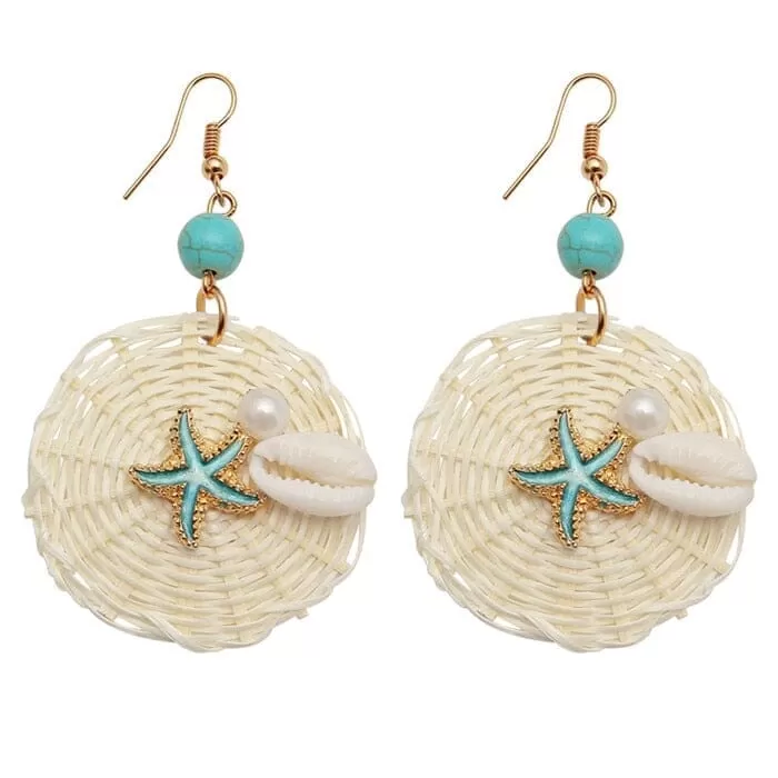 Puka Shell Cowrie Statement Dangle Earrings