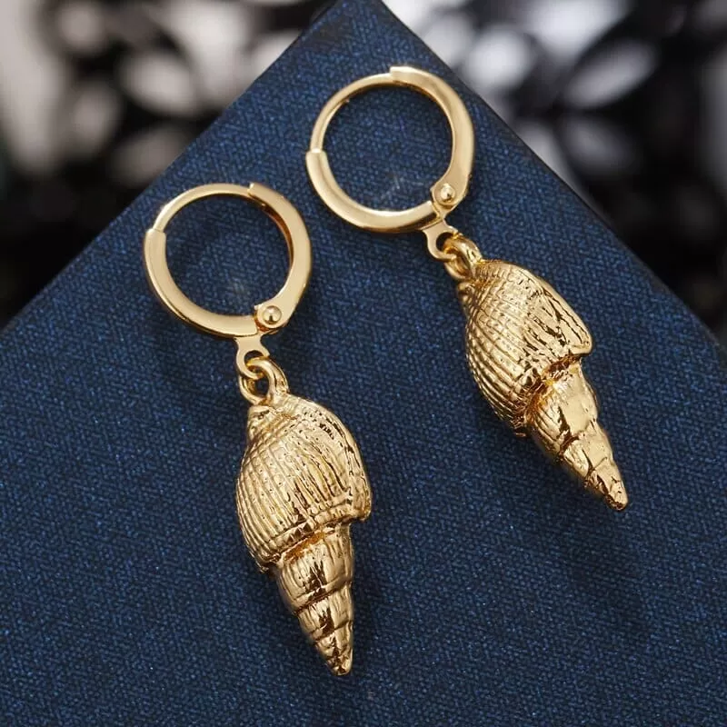 Puka Shell Cowrie Statement Dangle Earrings