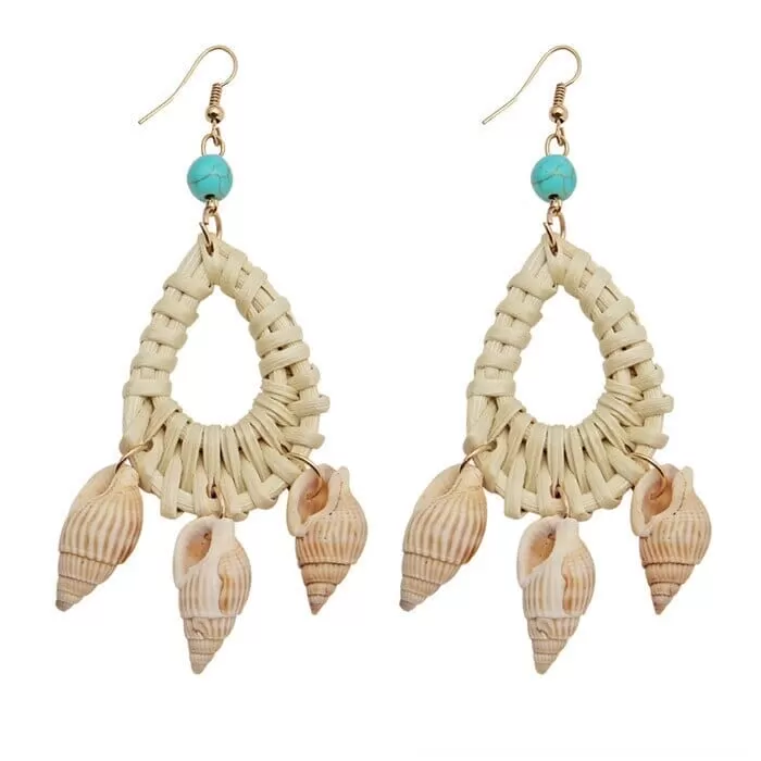 Puka Shell Cowrie Statement Dangle Earrings