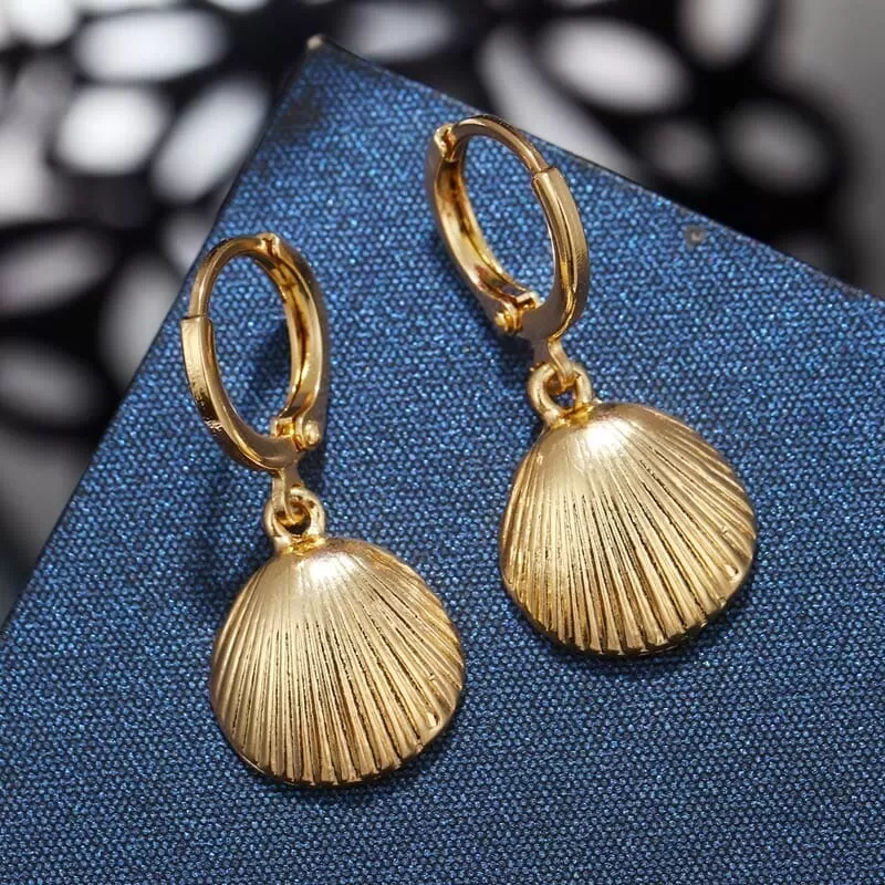 Puka Shell Cowrie Statement Dangle Earrings