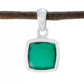 Riyo Aesthetic Gems Cushion Faceted Green Green Onyx Solid Silver Pendant Gift For Wedding