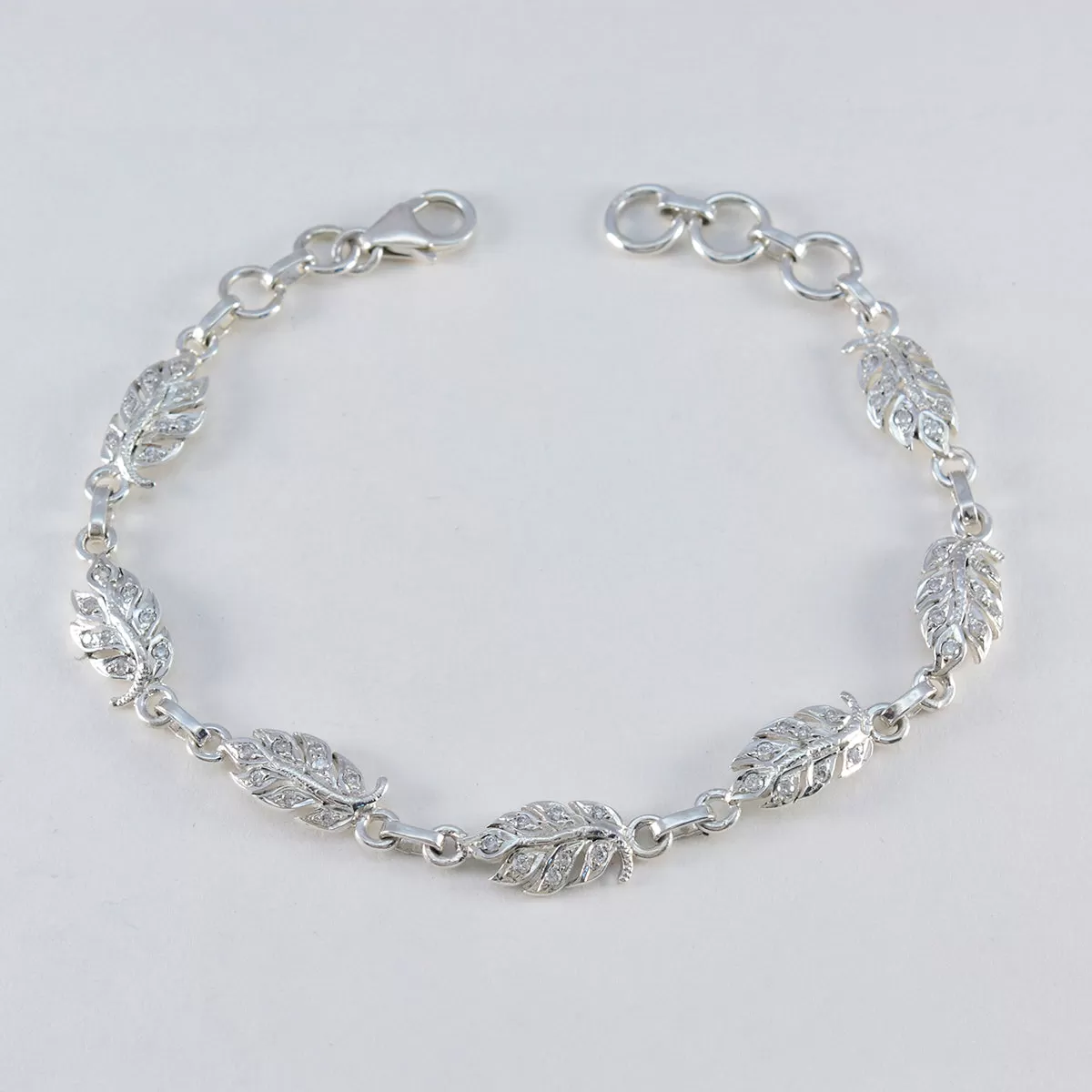 Riyo Attractive 925 Sterling Silver Bracelet For Girl White CZ Bracelet Bezel Setting Bracelet Bangle Bracelet L Size 6-8.5 Inch.