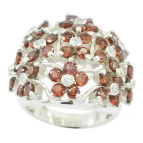 Riyo Designer Stone Garnet 925 Silver Rings Gift For Mother'S Day