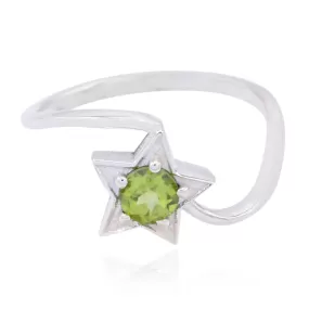 Riyo Desirable Gem Peridot Sterling Silver Rings Engraving Jewelry