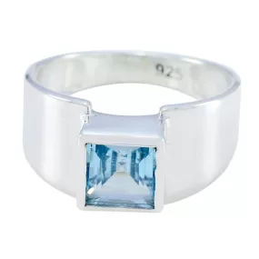 Riyo Exporter Gemstones Blue Topaz 925 Silver Rings Jewelry Tags