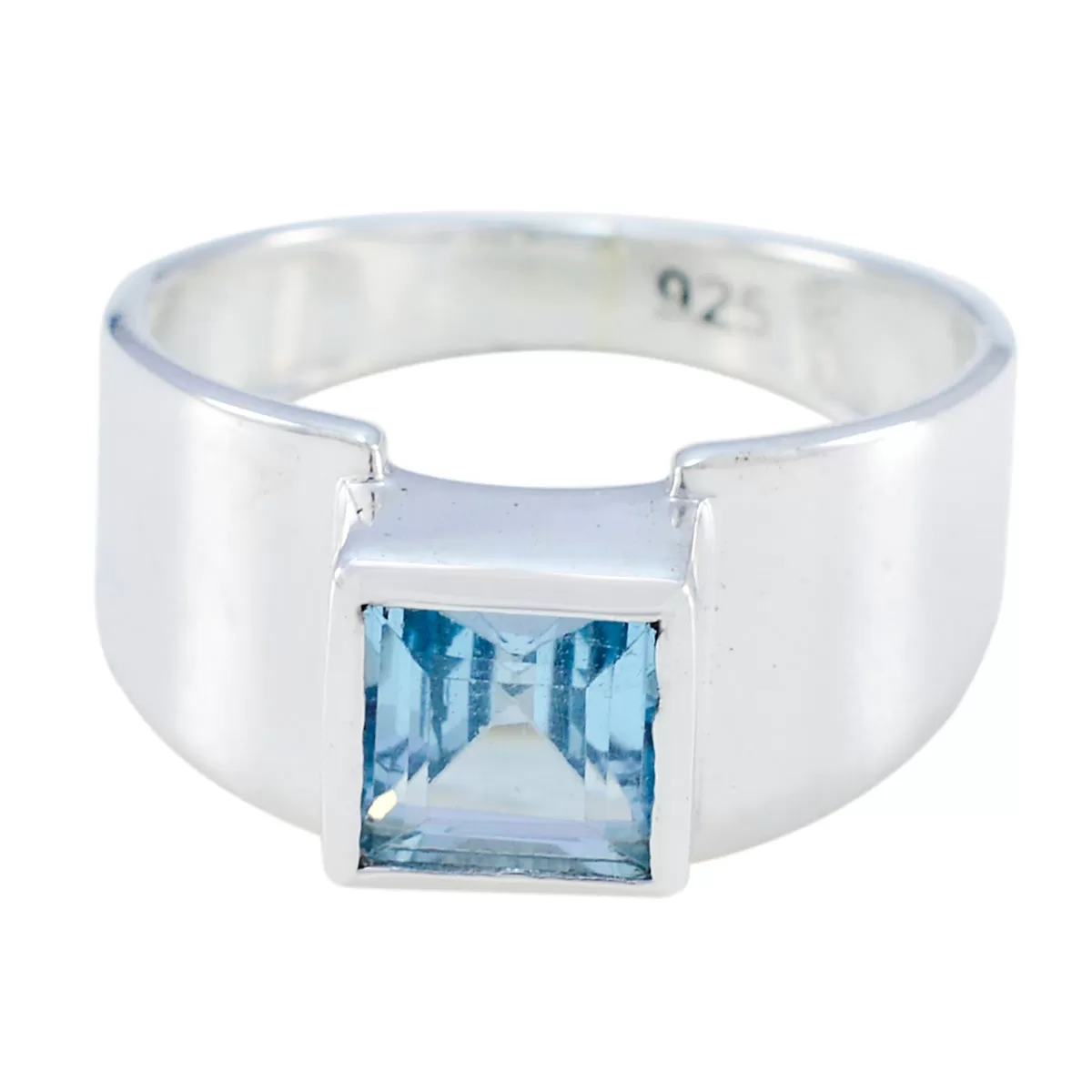 Riyo Exporter Gemstones Blue Topaz 925 Silver Rings Jewelry Tags