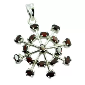 Riyo Genuine Gems Oval Faceted Red Garnet 925 Silver Pendants gift for b' day