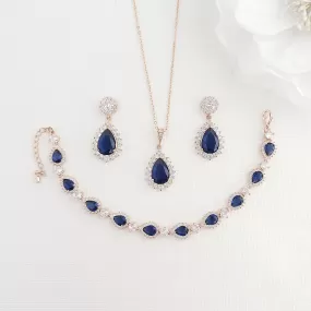 Sapphire Blue Cubic Zirconia Jewelry Set-AOI