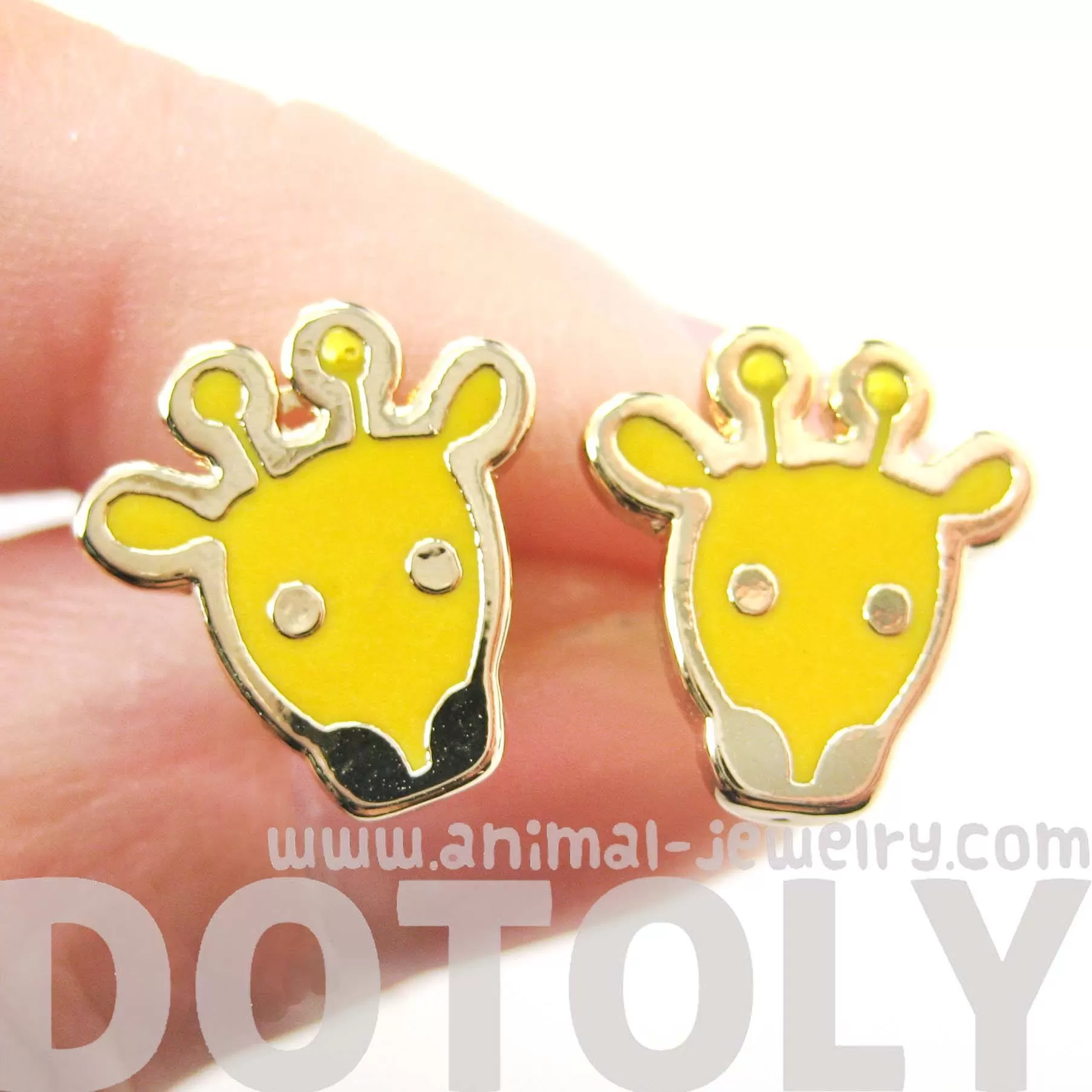 Simple Giraffe Shaped Animal Stud Earrings in Yellow | DOTOLY