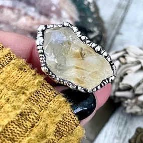 Size 6 Raw Citrine Crystal Point Ring Set in Fine Silver  / Foxlark Collection - One of a Kind