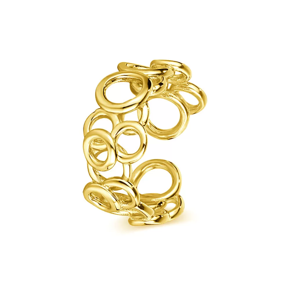 Skeletonized Mismatched Stacked Circles Band Ring