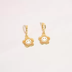 Smiley Daisy Huggie Hoop Earrings