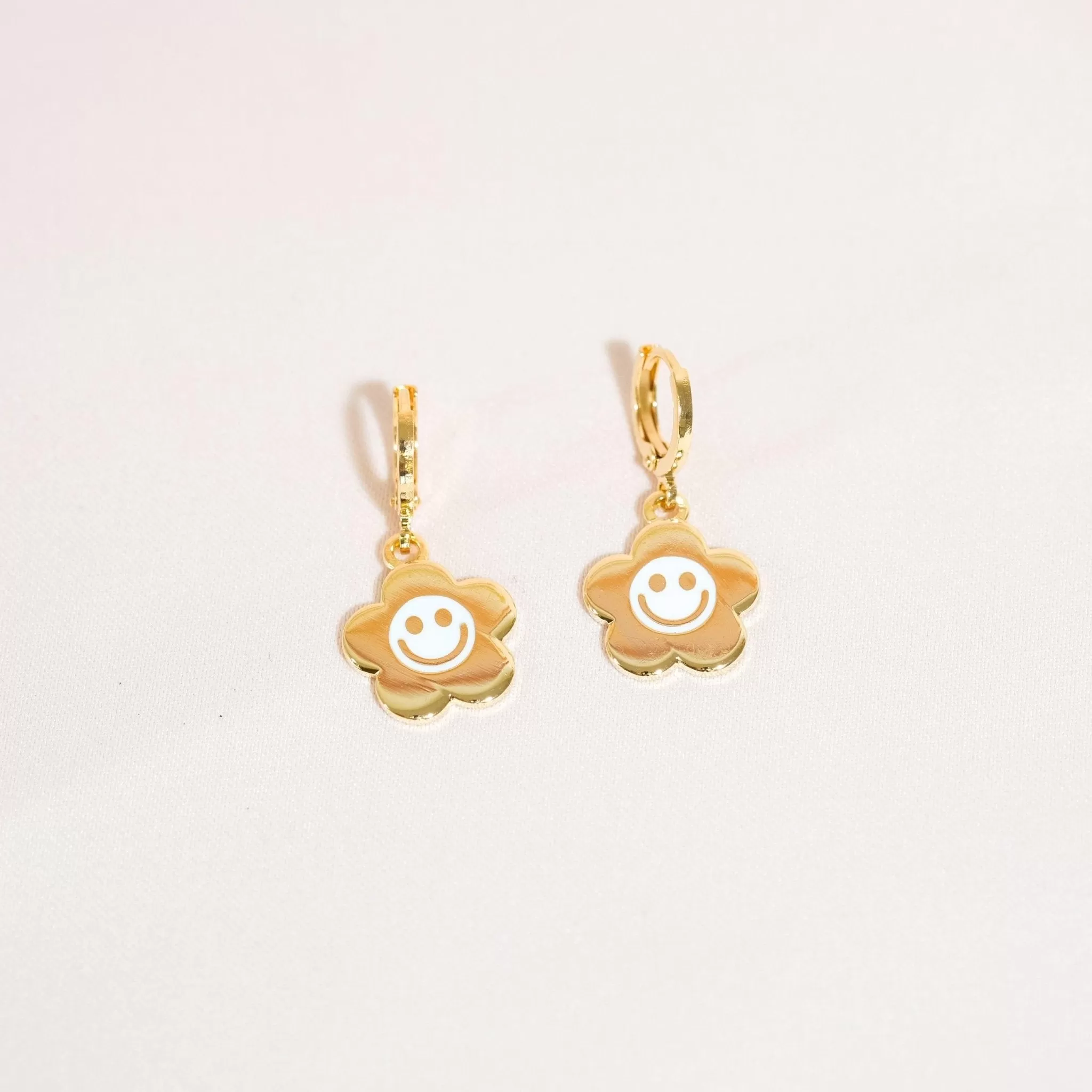 Smiley Daisy Huggie Hoop Earrings