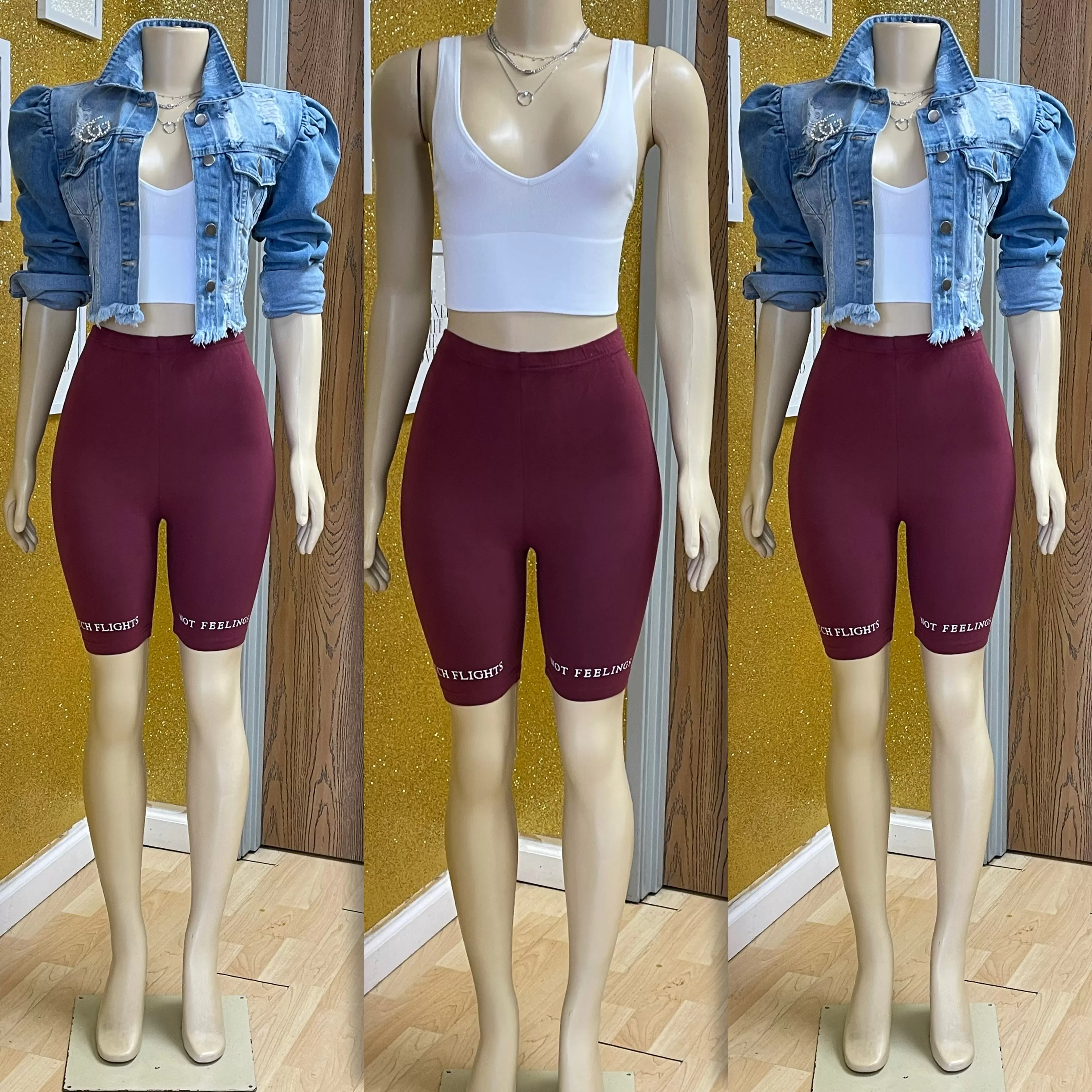 Smooth Fitting Catching Biker Shorts ( Burgundy)