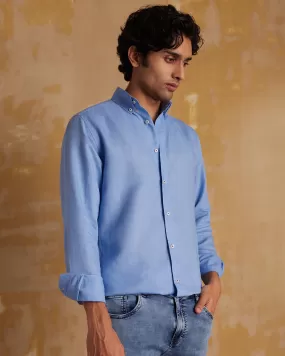 Soft Washed Linen Shirt - Blue