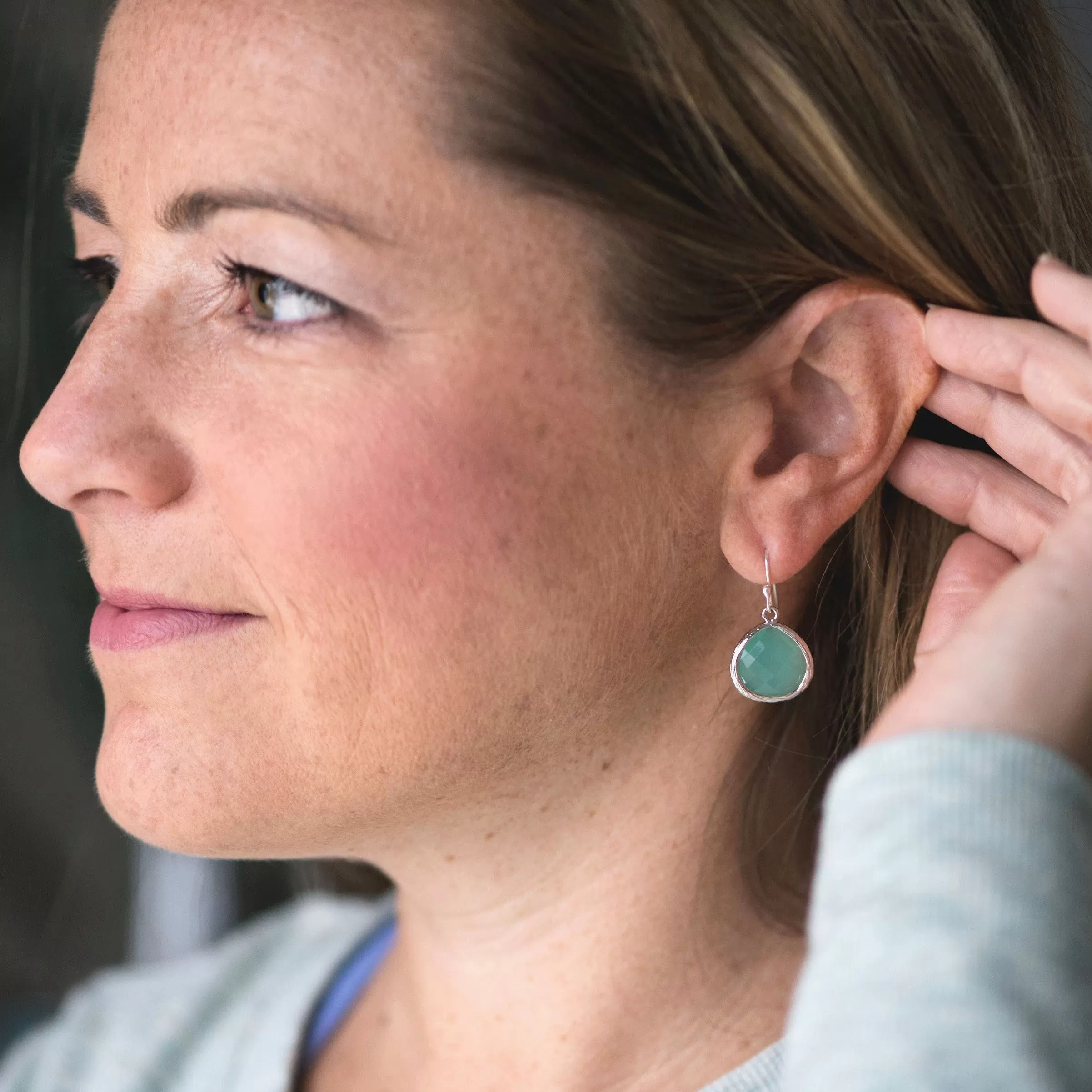 Sparkly Aqua Blue Crystal Drop Earrings