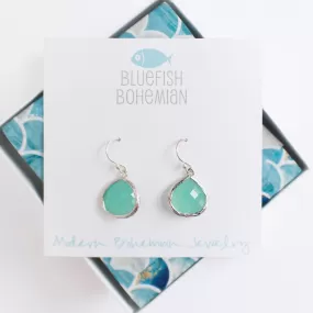 Sparkly Aqua Blue Crystal Drop Earrings