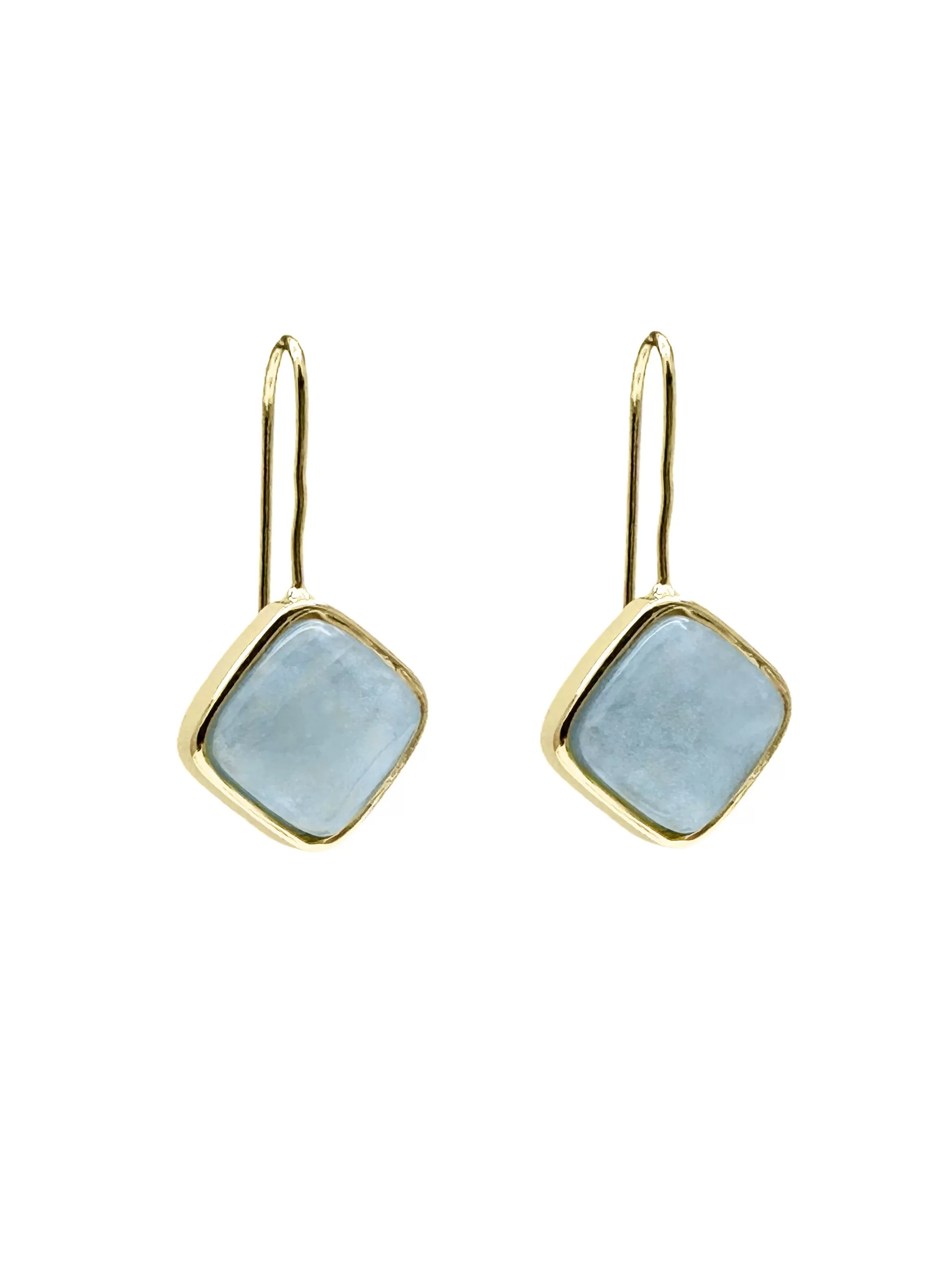 Square Shaped Aquamarine Hook Earrings LE021