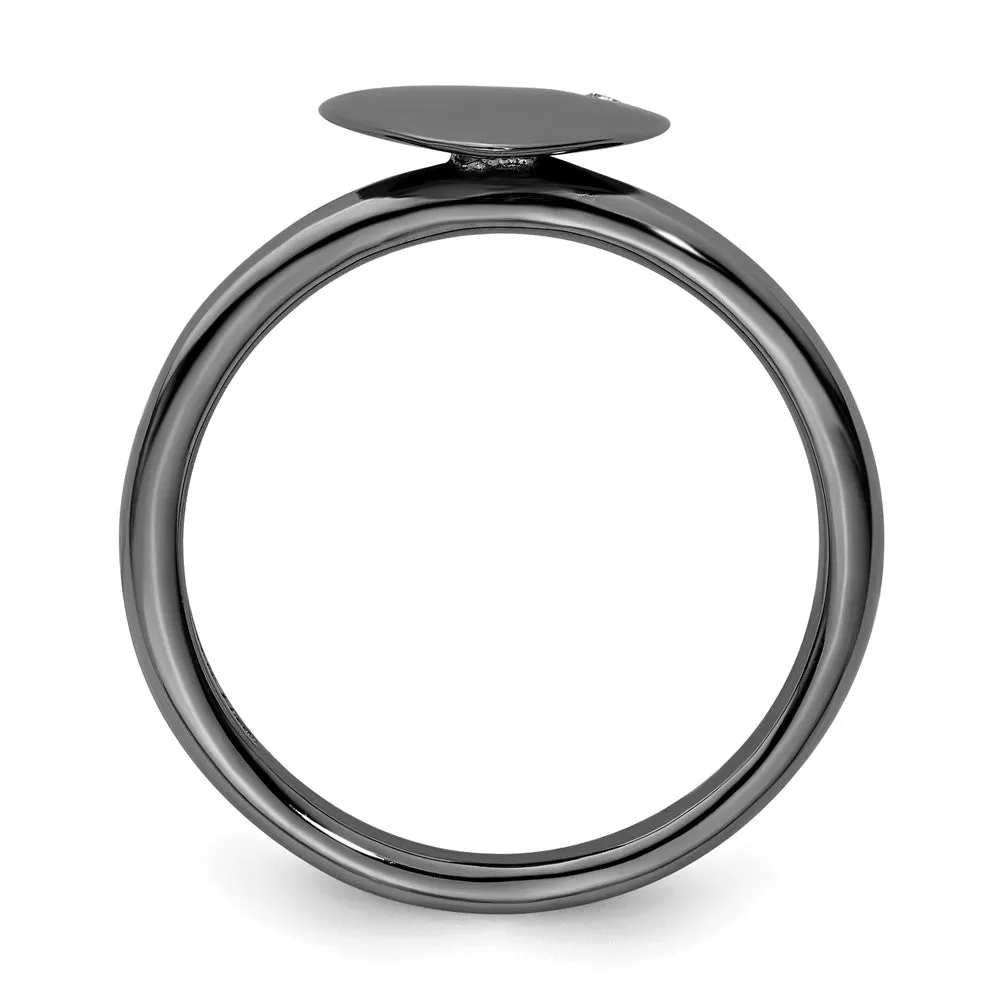 Stackable Expressions Ruthenium-Plated Heart Diamond Ring in Sterling Silver