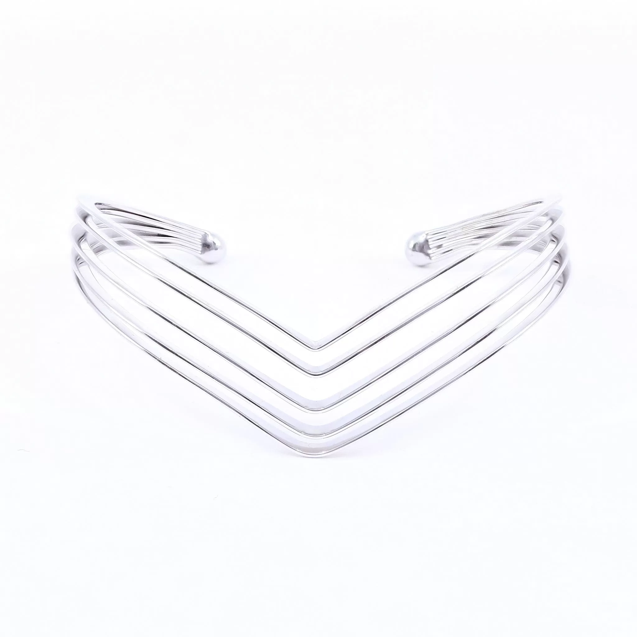 STERLING SILVER 5-ROW V-STYLE CUFF BRACELET