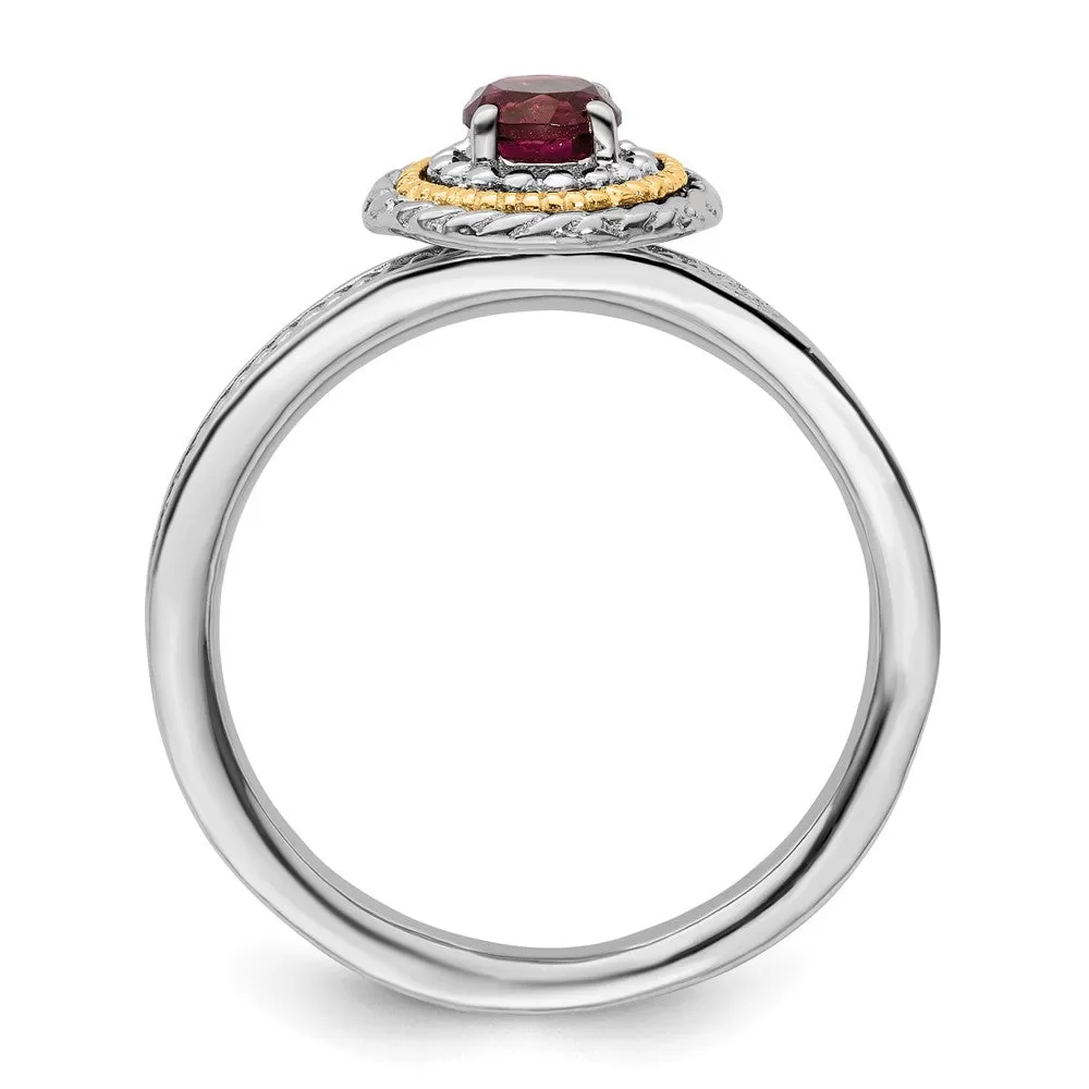 Sterling Silver & 14k Stackable Expressions Rhodolite Garnet Ring