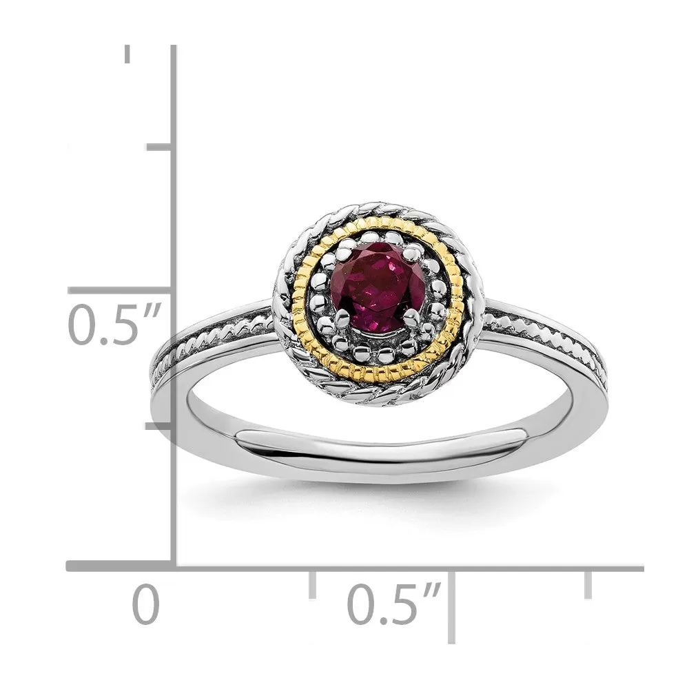 Sterling Silver & 14k Stackable Expressions Rhodolite Garnet Ring