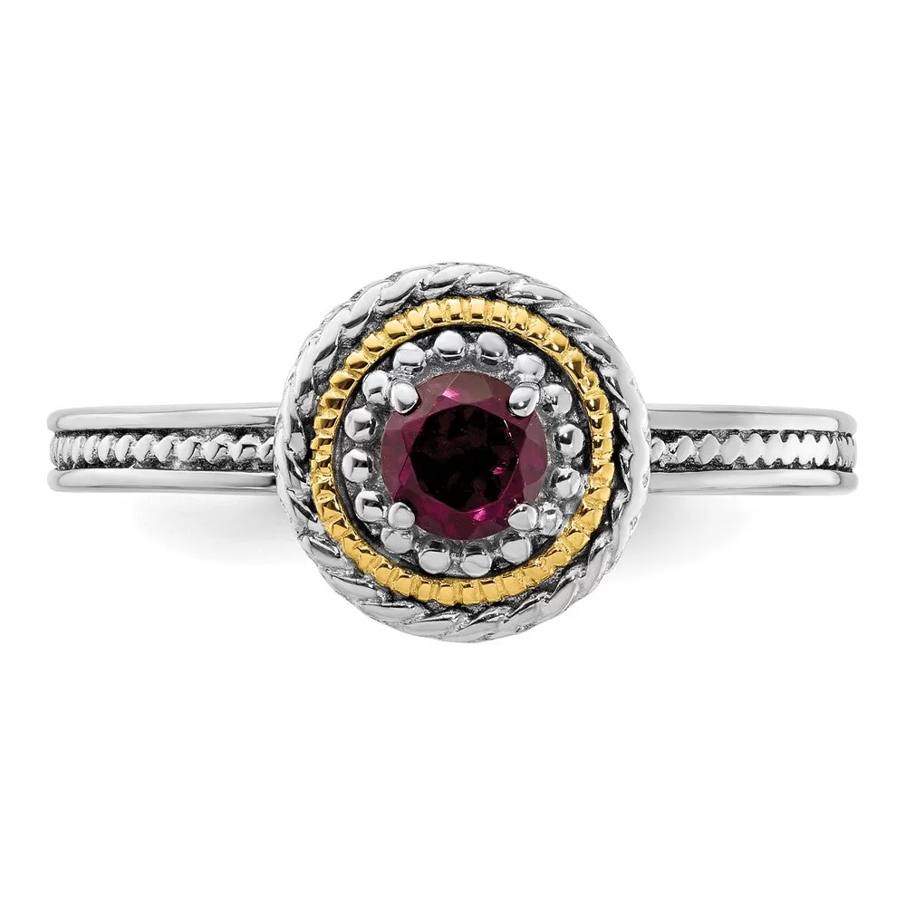 Sterling Silver & 14k Stackable Expressions Rhodolite Garnet Ring