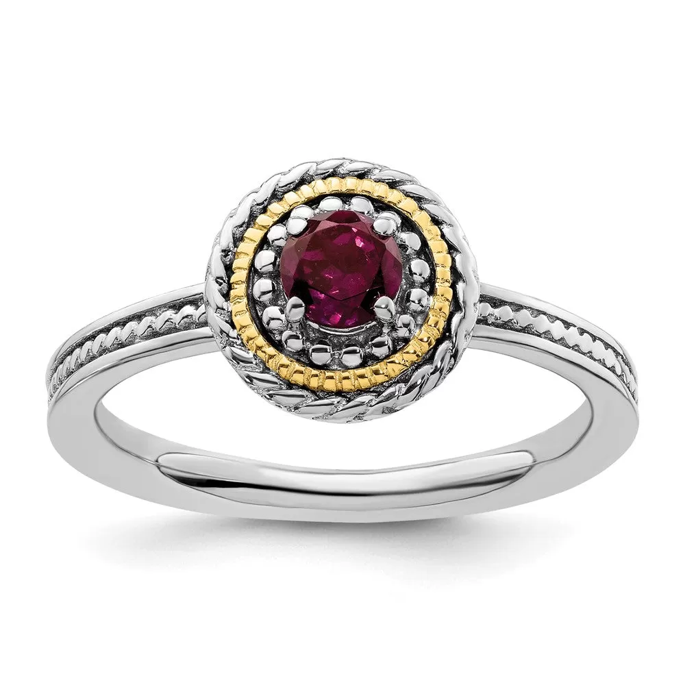 Sterling Silver & 14k Stackable Expressions Rhodolite Garnet Ring