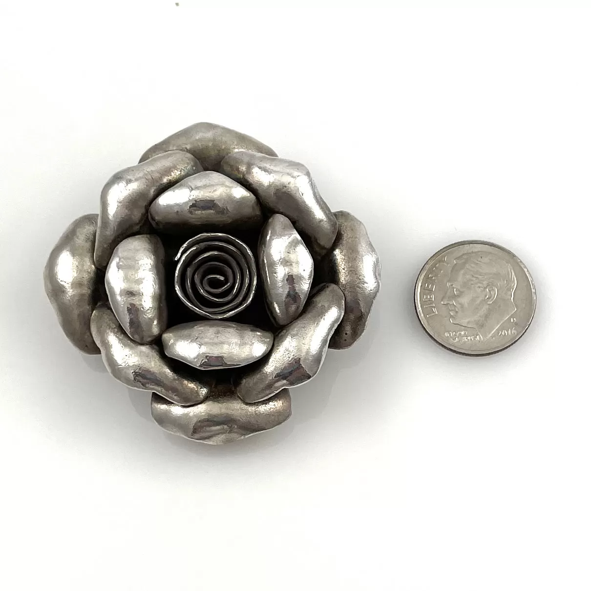 Sterling Silver Artisan Rose Flower Pendant