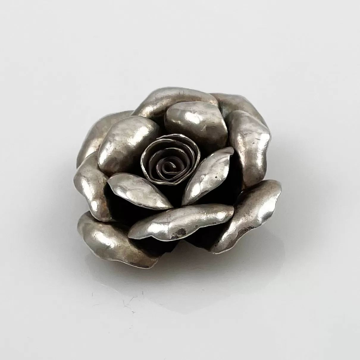 Sterling Silver Artisan Rose Flower Pendant