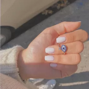 Sterling silver ring for woman with an eye bead for good luck