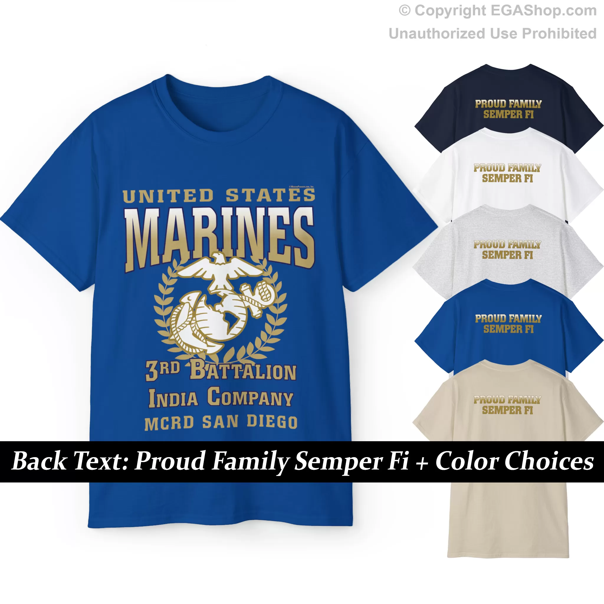 T-Shirt: India Co. MCRD San Diego (EGA   Back Proud Family)