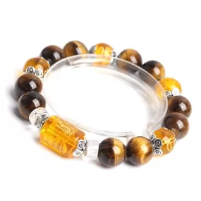 The God of Wealth Tiger Eye Stone Beads Bracelet