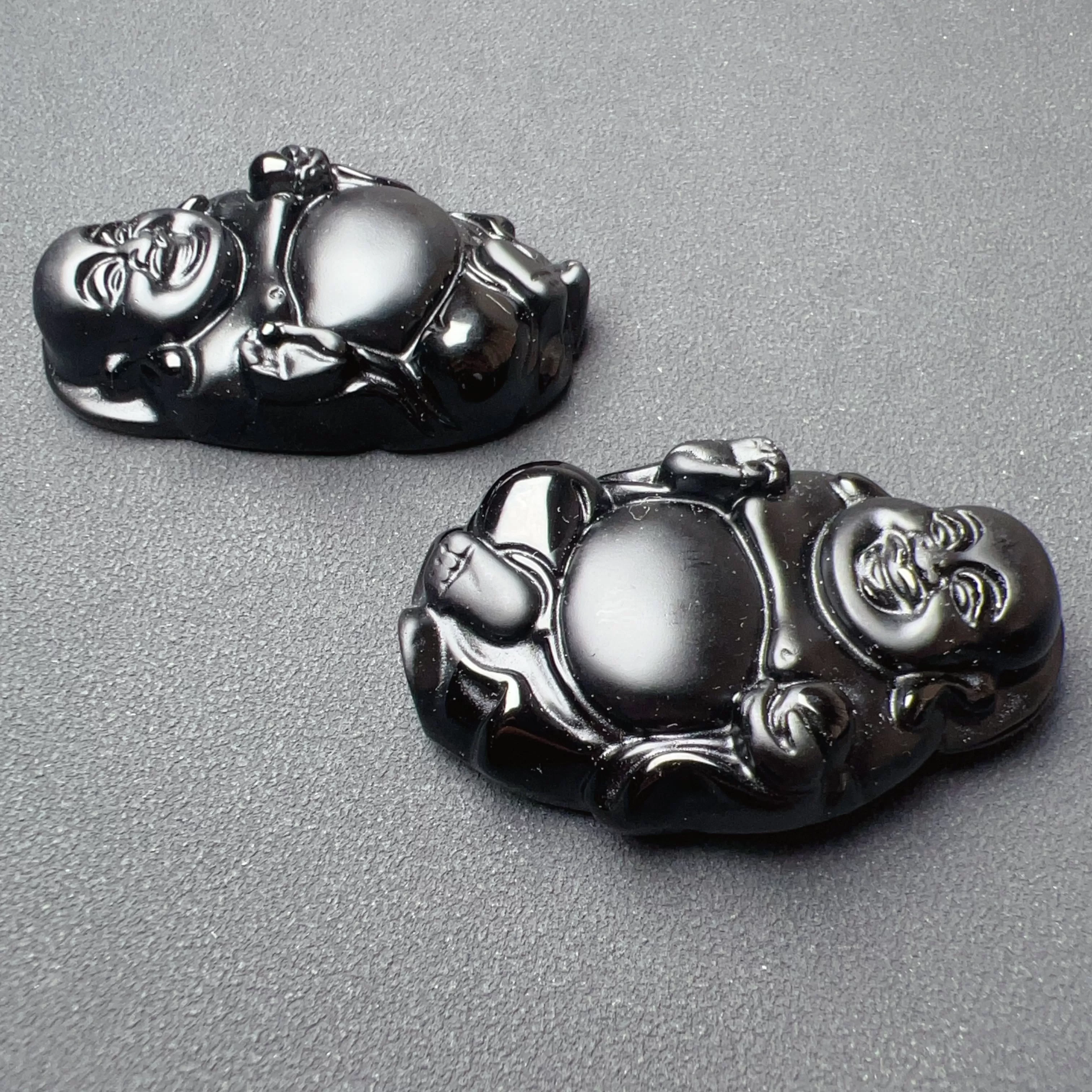 Top-quality Black Obsidian Happy Maitreya Buddha Pendants for DIY Jewelry Project