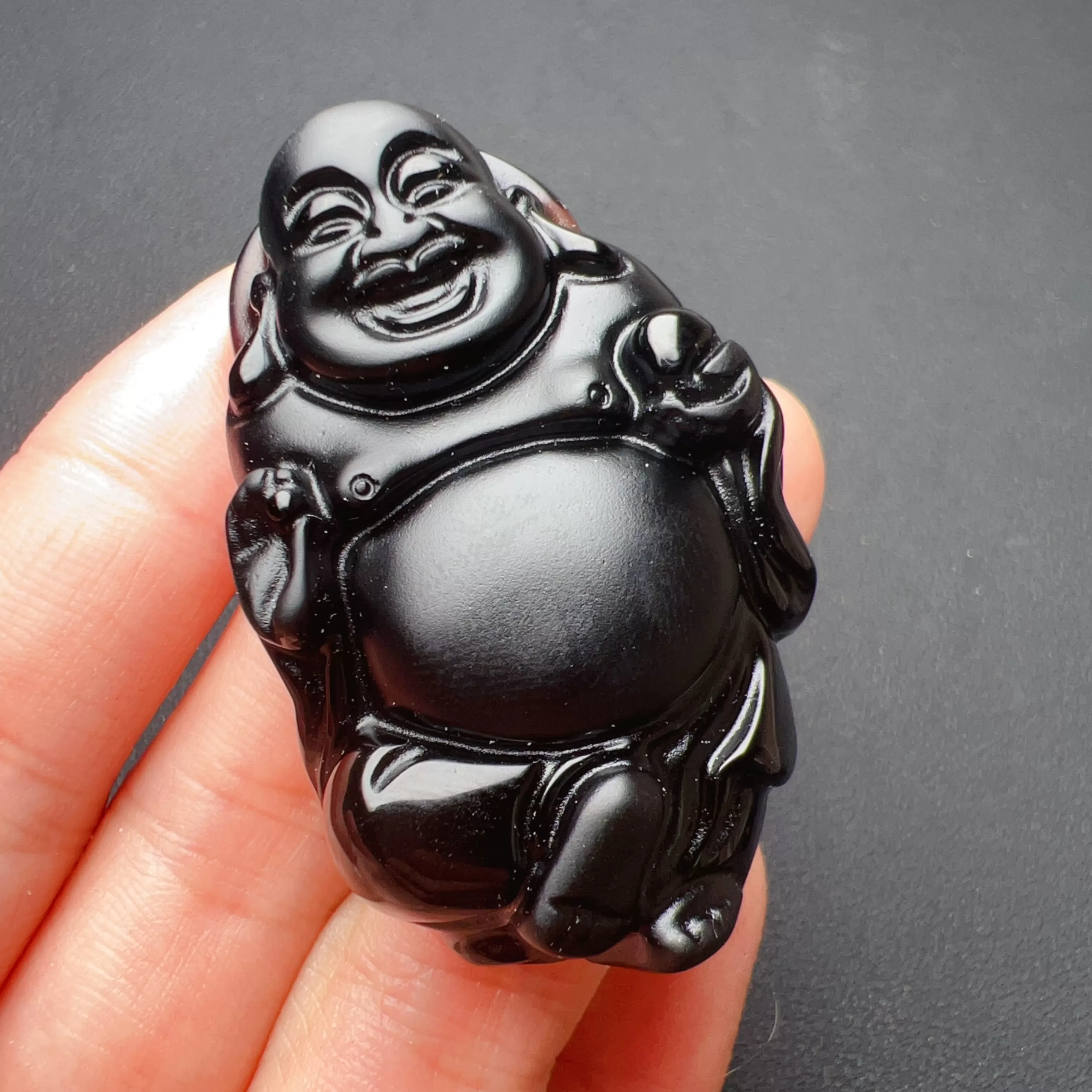 Top-quality Black Obsidian Happy Maitreya Buddha Pendants for DIY Jewelry Project