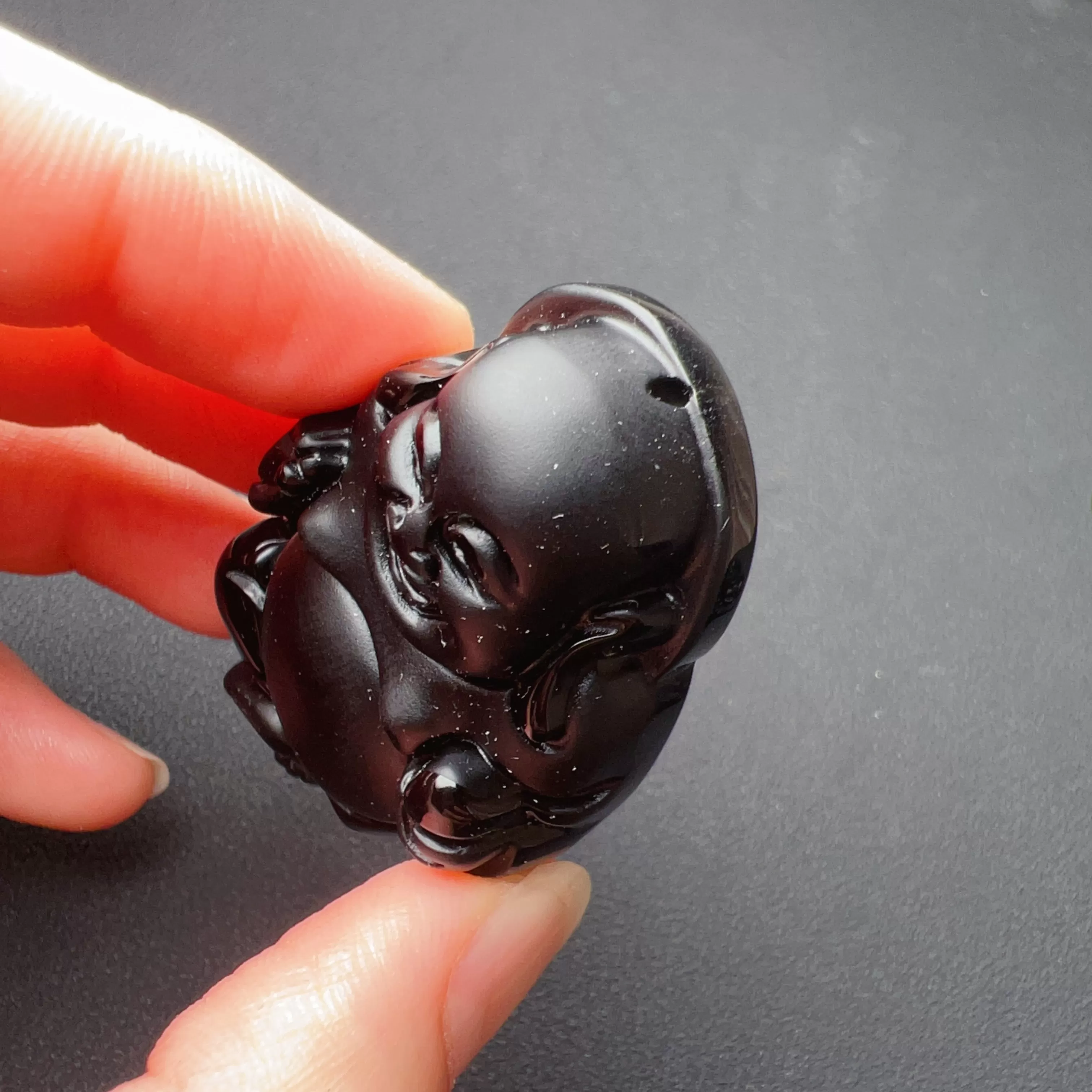 Top-quality Black Obsidian Happy Maitreya Buddha Pendants for DIY Jewelry Project